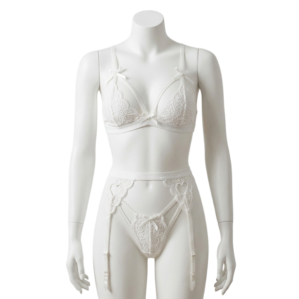 Lace Bralette Set - Женский комплект кружевного белья из трех