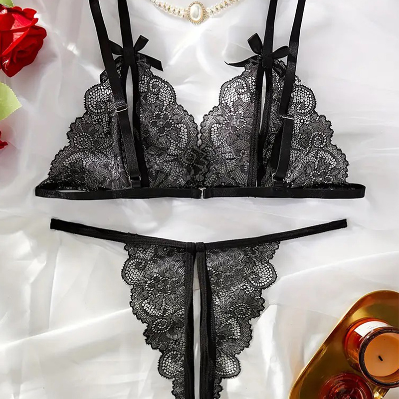 Черное горячее сексуальное жен – обзор и цена Lace Bralette Set